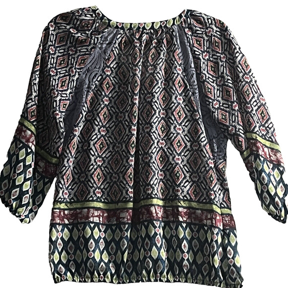 Anthropologie Figueroa Flower Top SZ Small Lace Front Inserts Boho Y2K Peasant - Picture 7 of 11